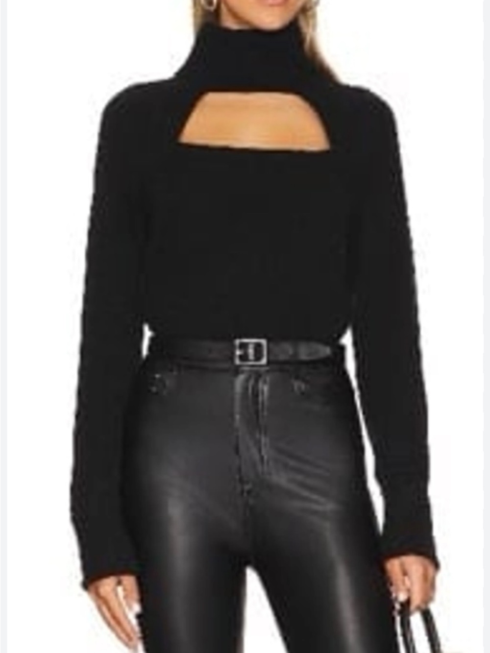 PAIGE Black Cutout Turtleneck Sweater
